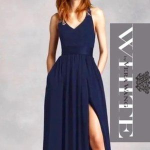 White by Vera Wang Formal Classic Dress with Sash and Bows